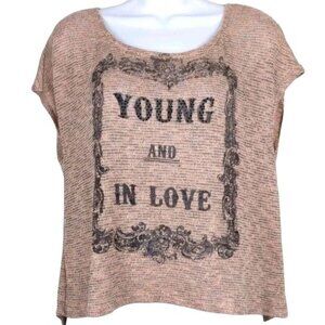 Devine Women's Tan high/low "Young & in Love" top M